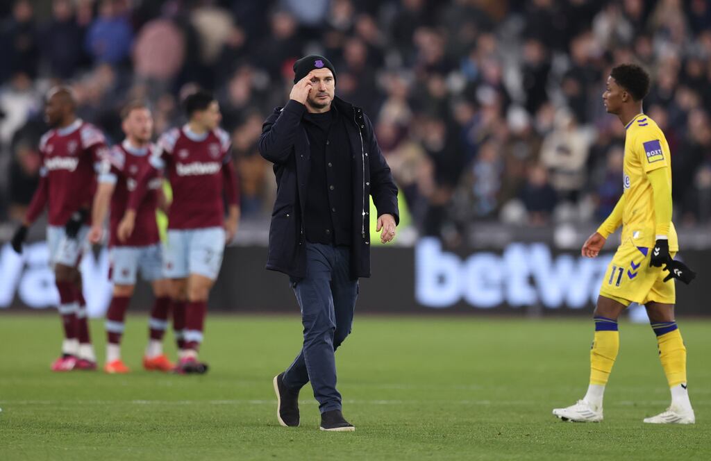 Frank Lampard after Everton's latest Premier League defeat to West Ham. Photograph: Alex Pantling/Getty Images