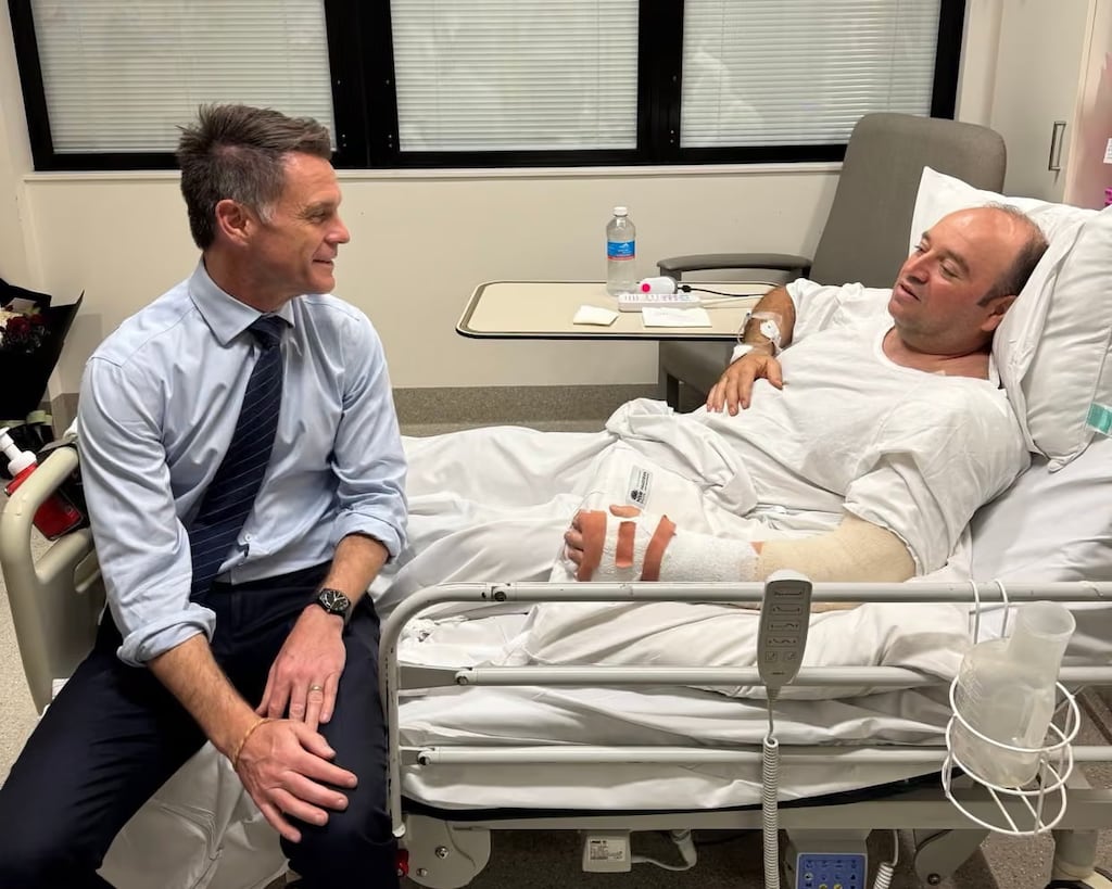 New South Wales premier Chris Minns visiting Ahmed al-Ahmed in hospital. Photograph: Instagram