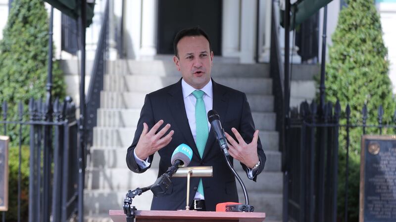 Taoiseach Leo Varadkar at Blair House, Washington, DC, speaking on Covid-19, on March 12th, 2020. Photograph: Niall Carson/PA Wire