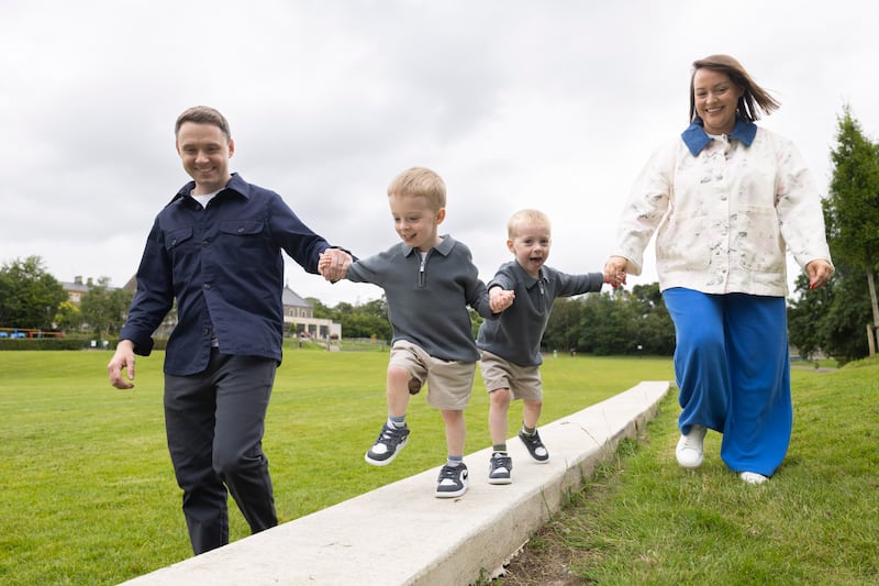 Anna Farren and John Doherty with Seamie and Matthew: ''At the beginning ... it was fine. They couldn’t move.' Photograph: Joe Dunne