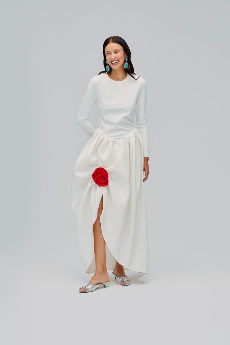 Maxi dress with red rose, €565, Sleeper