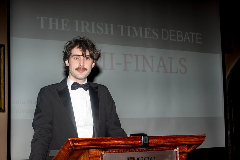 The winning individual progressing from this evening's debate in UCC is Eoin Ryan from King's Inns. Photograph:  Michael Mac Sweeney/Provision