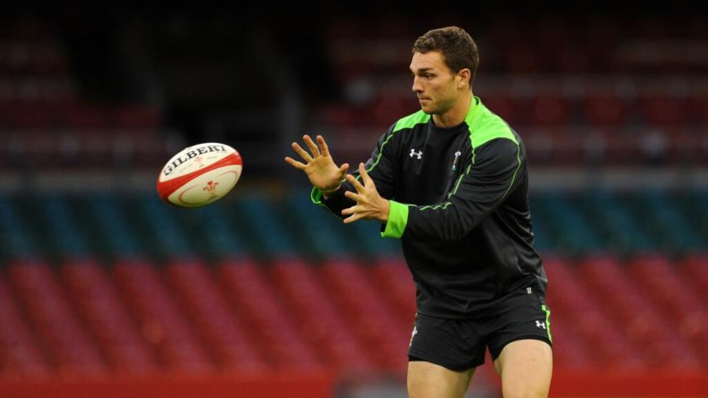 George North takes part in a Wales training session at the Millennium stadium. Photo by Stu Forster/Getty Images