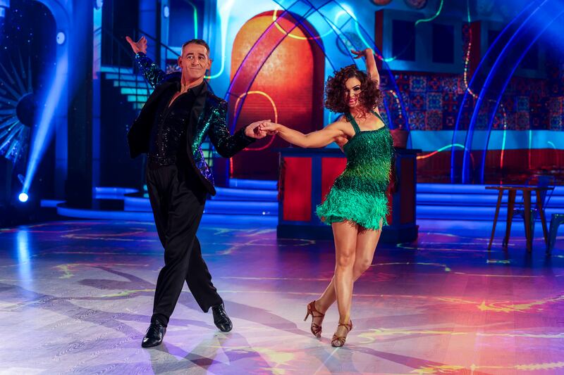 Jockey Davy Russell and partner Kyle Vincent during Dancing with the Stars. Photograph: Kyran O’Brien/kobpix