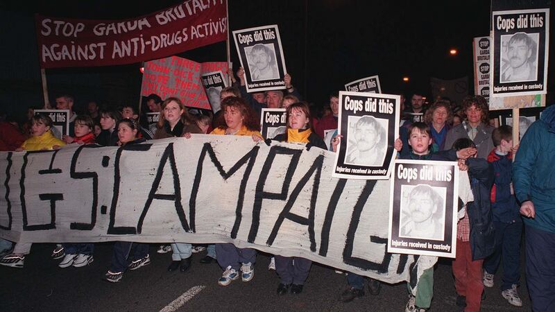 MEMBERS OF THE COMMUNITY FROM THE SUMMERHILL AND BALLYBOCK  AREAS MARCHING TO FITZGIBBON GARDA STATION  DURING AN ANTI DRUGS MARCH. PIC;ALAN BETSON