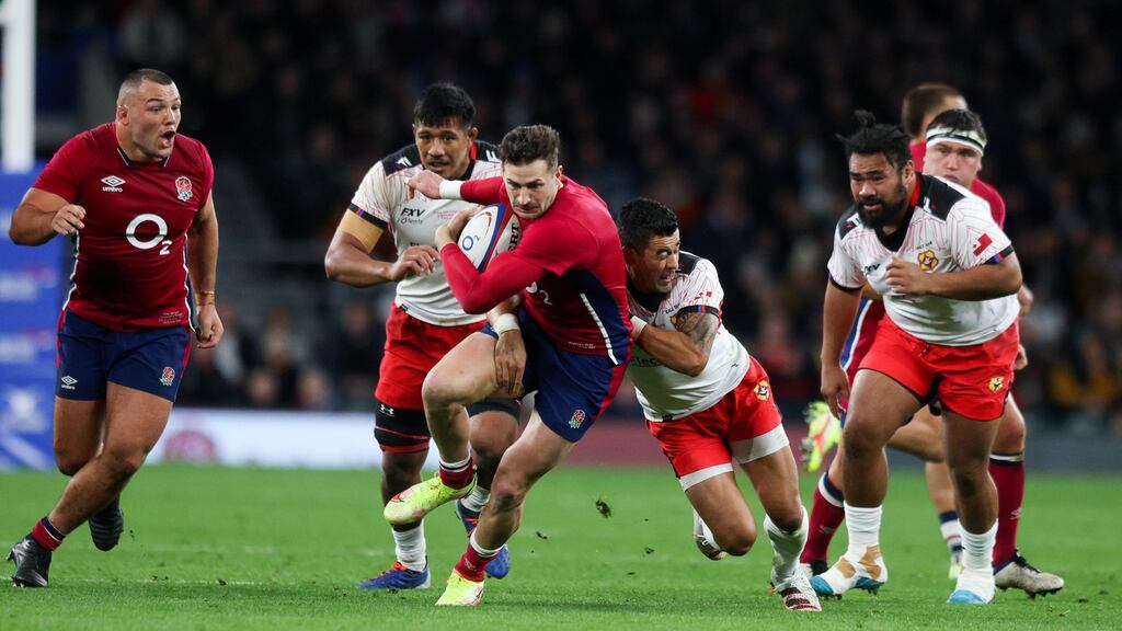 Winger Jonny May scored twice in England’s victory over Tonga on Saturday. Photograph: Andrew Fosker/Inpho