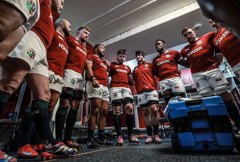 British and Irish Lions captain Maro Itoje speaks to the team before the match against the Brumbies on Wednesday. Photograph: Dan Sheridan/Inpho