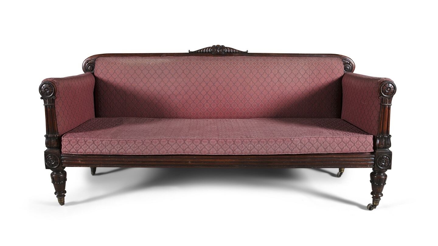 Lot 120, Irish rosewood sofa in the manner of Mack, Williams and Gibton, €1,500-€2,000