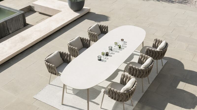 Tribu’s Tosca, an aria-worthy dining chair and cushion set, designed by Monica Armani,  costs from €1,405 to order at Formality at the Cow Shed.