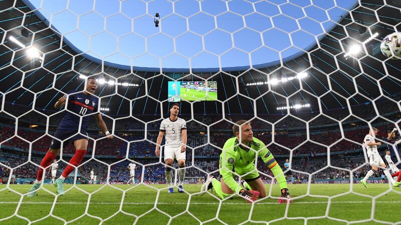 Mats Hummels scored an own goal during Germany’s defeat to France. Photograph:  Matthias Hangst/Getty