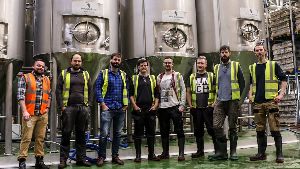 Staff at Rye River’s brewery in Celbridge, Co Kildare.