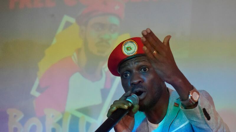 Robert Kyagulanyi, aka Bobi Wine, at a presentation at the PAWA 254 offices in Nairobi, Kenya. Photograph: Simon Maina/AFP/Getty Images