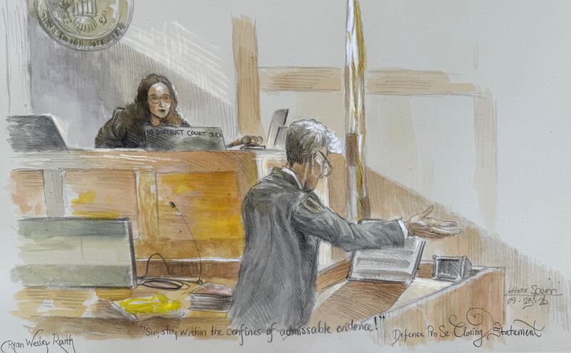 US district Judge Aileen Cannon listening to Ryan Routh in court during his trial. Photograph: Lothar Speer/AP