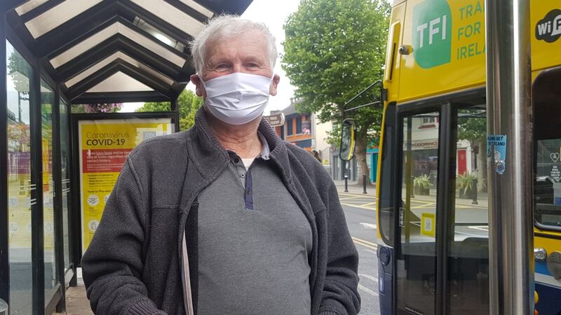 Gerard Sweetman waiting to board the 41C in Swords Co, Dublin. Photograph: Shauna Bowers
