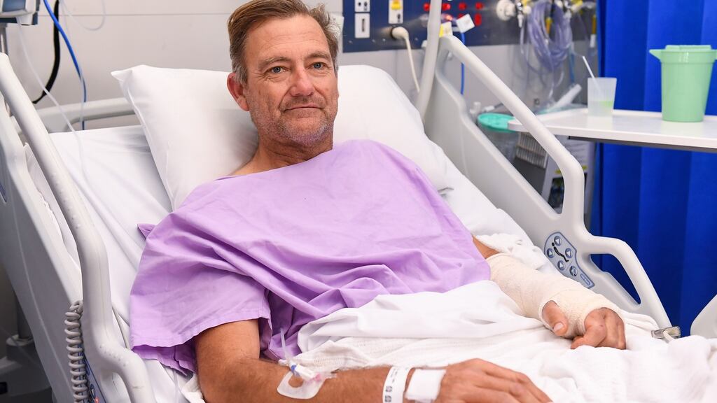 Neil Parker recovering in Princess Alexandra Hospital in Brisbane. Photograph: EPA/ALBERT PEREZ