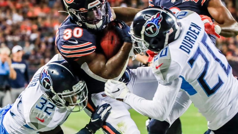 In 2014, Microsoft did a deal with the NFL to  supply tablets to the league to replace the printed photographs teams use to review photos of gameplay as it happens. Photograph: Tannen Maury/EPA