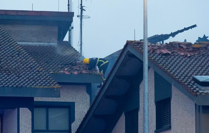 Fire damage on the roof of Wexford General Hospital. Photograph: Mary Browne