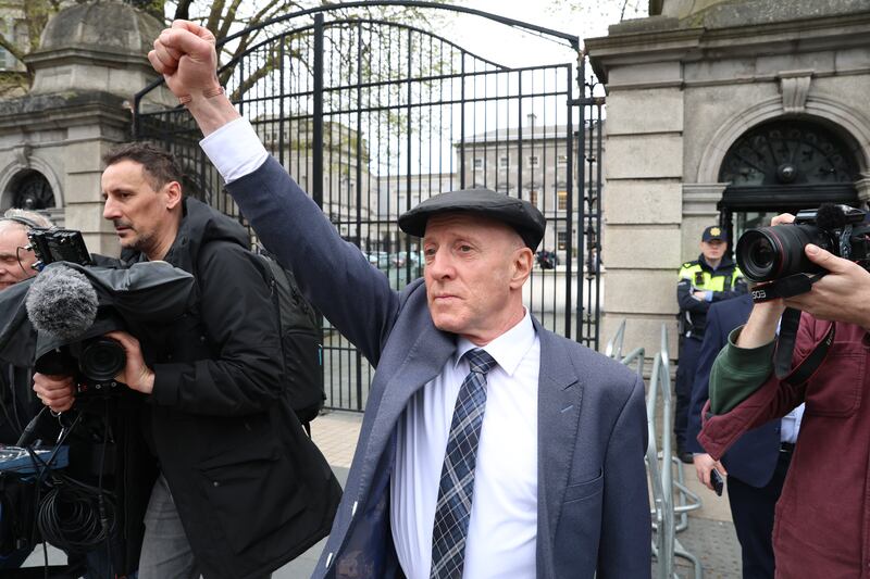 Michael Healy-Rae outside Leinster House in April. Photograph: Stephen Collins/Collins