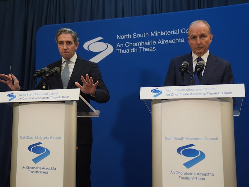 Tánaiste Simon Harris and Taoiseach Micheál Martin. Photograph: Brian Lawless/PA Wire