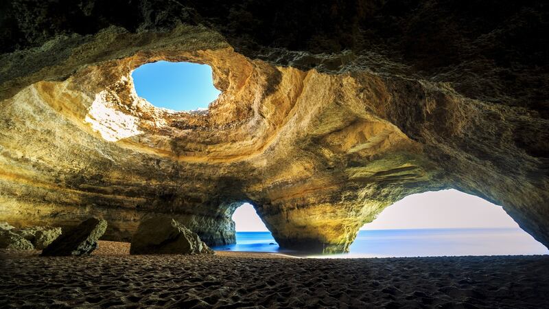 The Benagil sea caves near the popular resort of Lagoa in Portugal