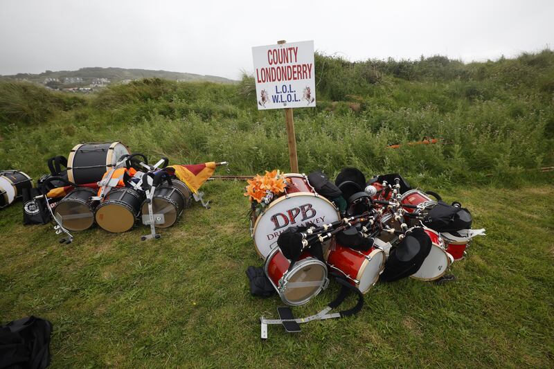 Instruments gathered together at Rossnowlagh, Donegal, for the Orange Order parade. Photograph: Nick Bradshaw
