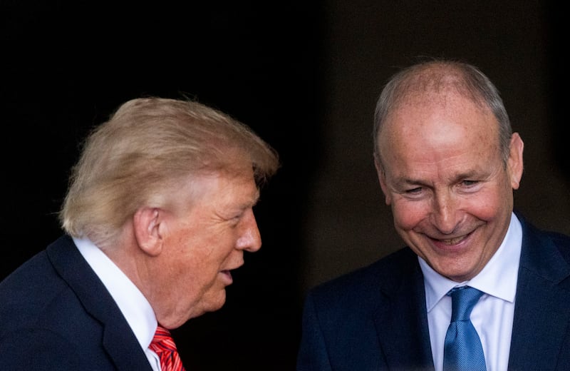 US president Donald Trump and Taoiseach Micheál Martin at Farmleigh on Saturday. Photograph: Sam Boal/Collins
