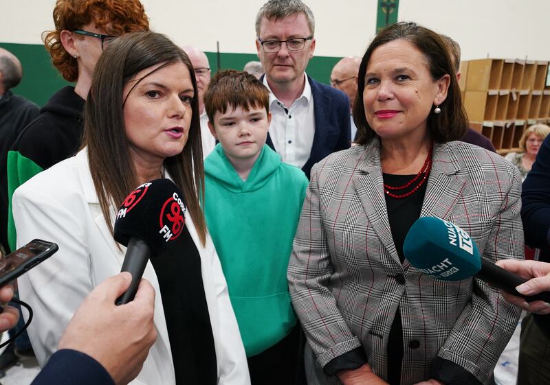 Mary Lou McDonald and Sinn Féin European Parliament candidate Kathleen Funchion, who was later elected. Photograph: Brian Lawless/PA 