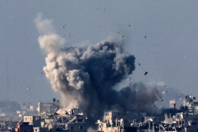A picture taken from southern Israel near the border with the Gaza Strip on Saturday during Israeli bombardment of the coastal enclave. Photograph: Jack Guez/AFP via Getty Images