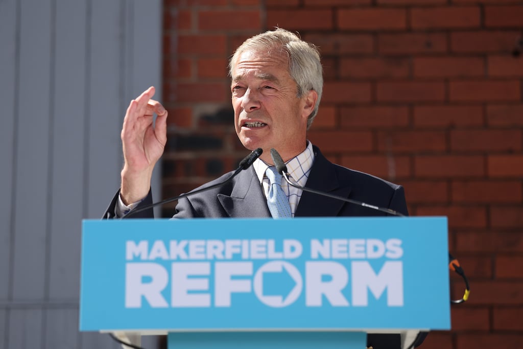 Nigel Farage’s Reform UK is leaking potentially crucial support to its far-right rival Restore Britain, polls suggest. Photograph: Ryan Jenkinson/Getty Images