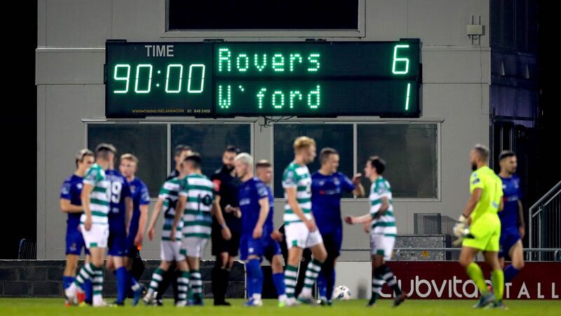 Shamrock Rovers thrashed Waterford on Monday night. Photograph: Ryan Byrne/Inpho