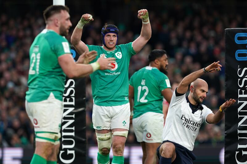 Ryan Baird made a significant impact on the game off the bench. Photograph: Brian Lawless/PA Wire

