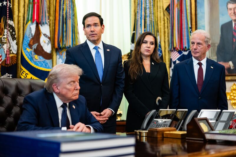 US secretary of state Marco Rubio (centre) at an event at the White House last month. Photograph: Eric Lee/The New York Times