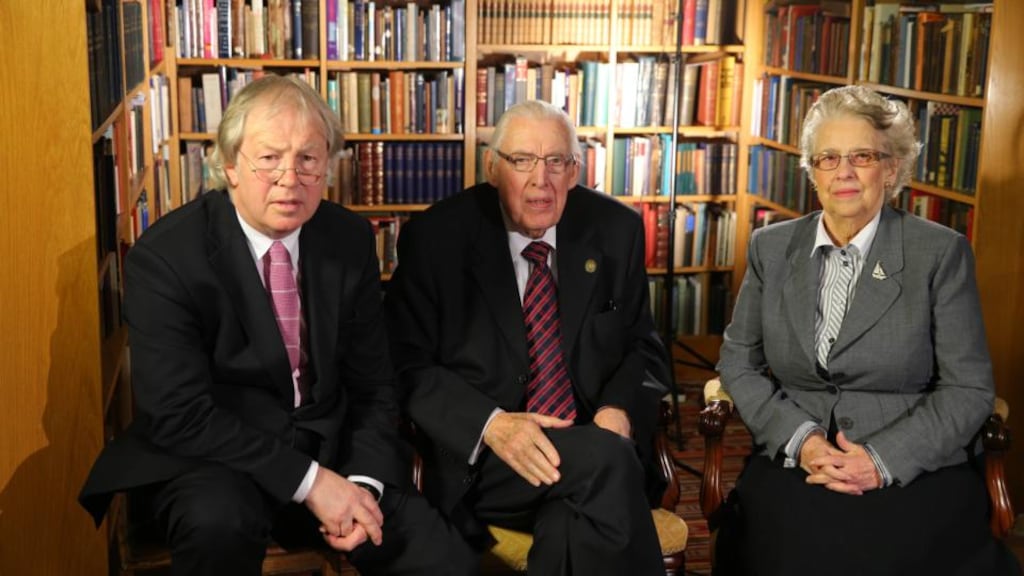 Eamonn Mallie with Ian Paisley and his wife Eileen Paisley. Dr Paisley (now Lord Bannside) disclosed how neither he nor his family attend the Free Presbyterian Church anymore.