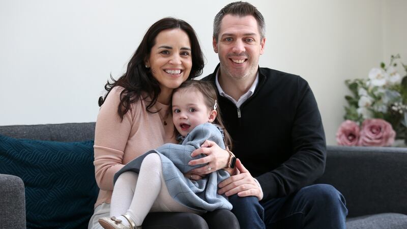 Natalie Doyle and David Smith with their daughter Sadie at their home in Dublin. Photograph: Laura Hutton/The Irish Times