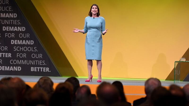 Liberal Democrats leader Jo Swinson delivers her first keynote speech at the party conference  in Bournemouth. Photograph: Finnbarr Webster/Getty Images