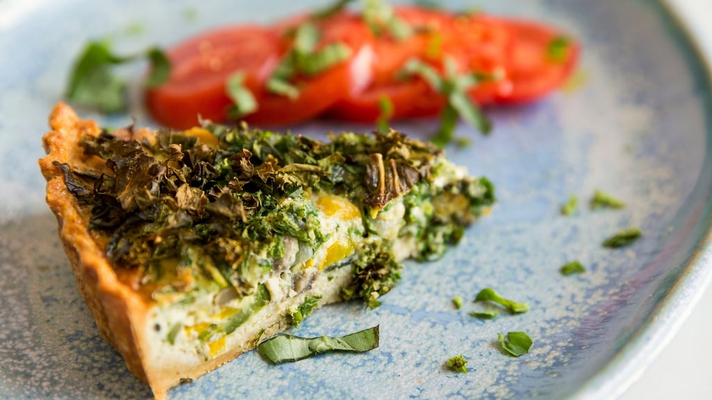 Rainbow-coloured grain-free tart: a wholesome, healthy dish for students. Photograph: Emma Jervis