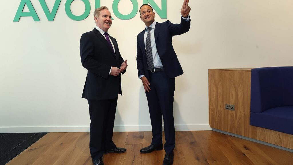 Taoiseach Leo Varadkar with Avolon chief executive Dómhnal Slattery at the opening of the lessor’s new global headquarters in Dublin.