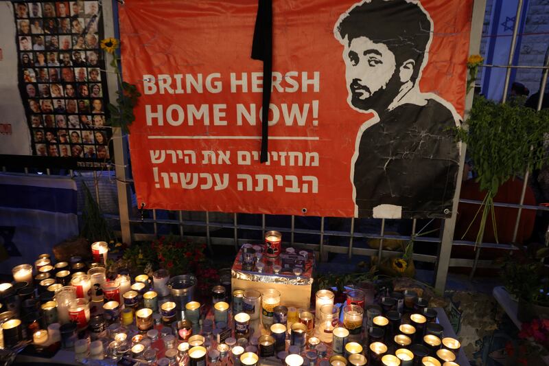 An image of Hersh Goldberg-Polin at a  vigil in Jerusalem on September 1st. Photograph: Ahmad Gharabli/AFP via Getty Images