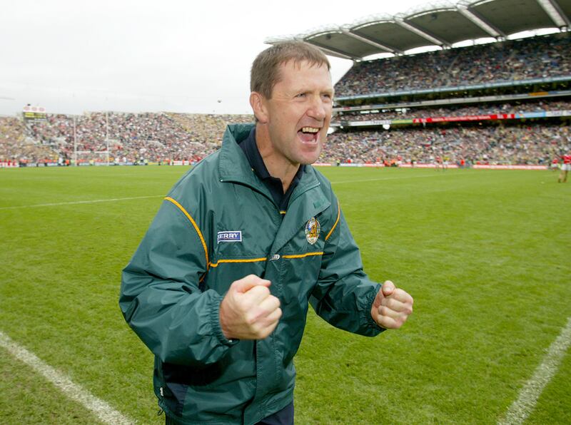 Jack O'Connor celebrates Kerry's victory over Mayo in the 2004 All-Ireland football final. Photograph: Morgan Treacy/INPHO