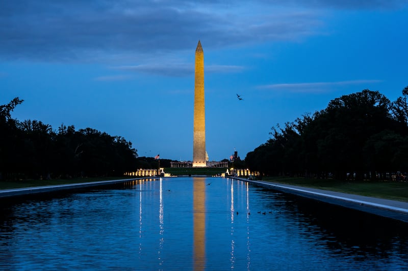The Lincoln Memorial Reflecting Pool in Washington last week, prior to the growth of algal blooms. Photograph: Salwan Georges/The New York Times                      