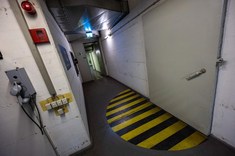 A corridor in the Pankstrasse nuclear fallout shelter in Berlin. Photograph: John MacDougall/AFP/Getty Images