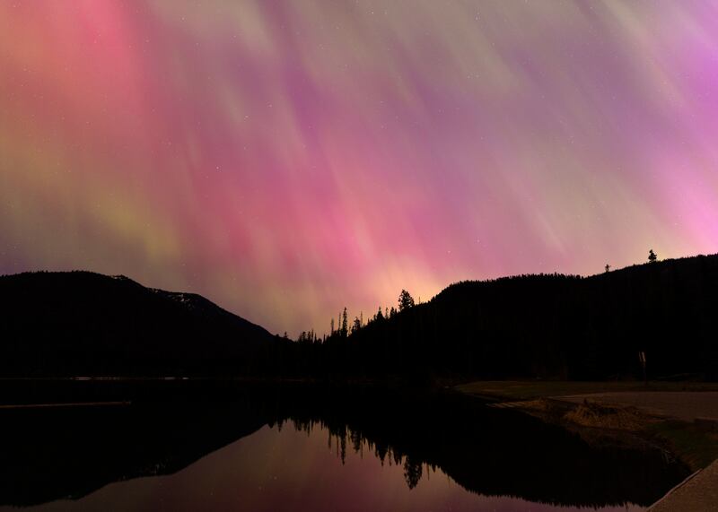 The Northern Lights could also be seen in Manning Park, British Columbia, Canada, on Friday. Photograph: Andrew Chin/Getty Images