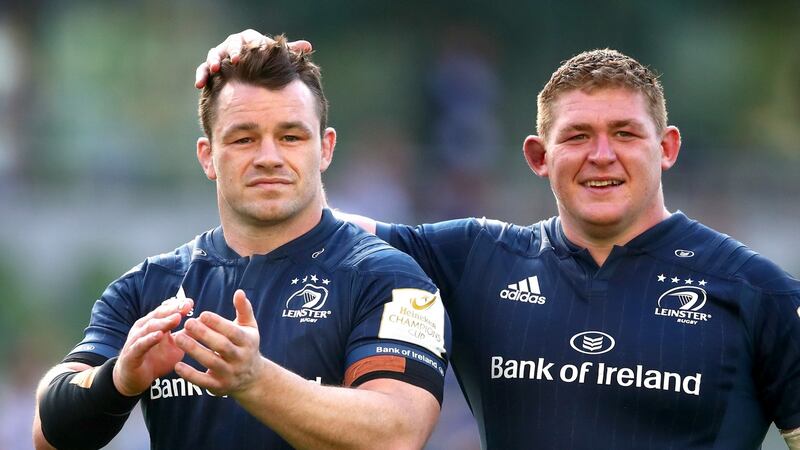 Ireland props Cian Healy and Tadhg Furlong after Leinster’s win over Toulouse. Photograph: James Crombie/Inpho