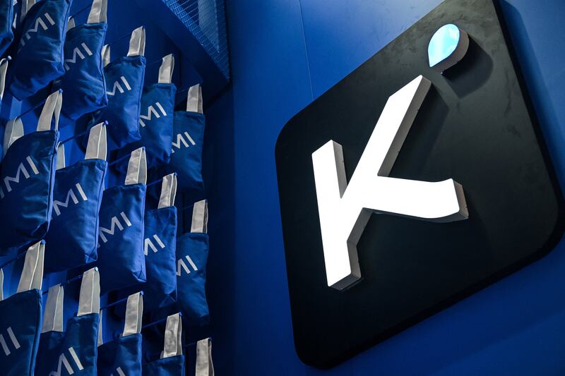 A logo of the Kimi K3 model at the World Artificial Intelligence Conference. Photograph: Hector Retamal/AFP/Getty Images