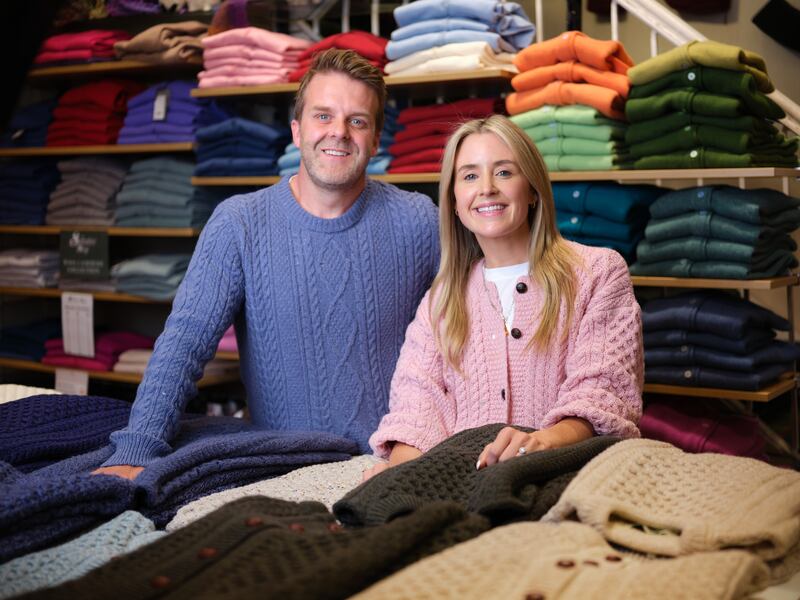 Paul and Laura Byrne, who run the family business The Sweater Shop on Nassau Street in Dublin