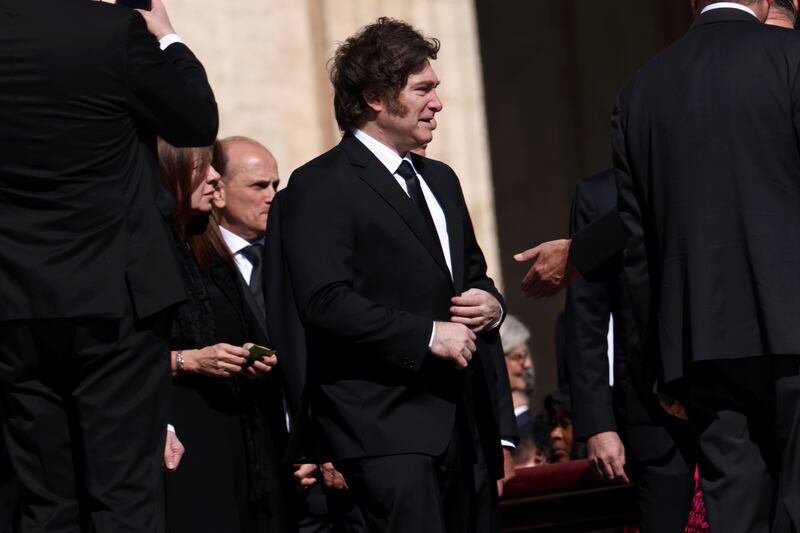 Argentina's President Javier Milei arrives at the  Vatican.  Photo by Franco Origlia/Getty Images.