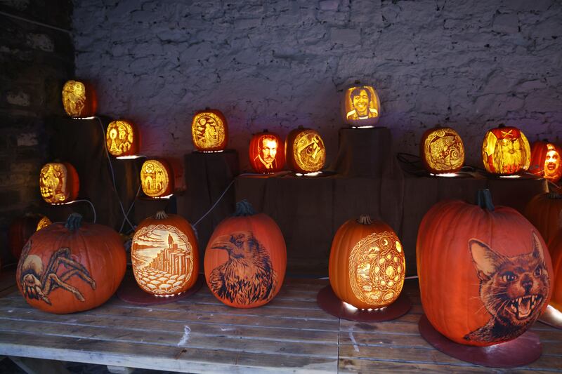 Some of the completed carvings at Newbridge House and Farm in Donabate. Photograph: Bryan O’Brien/The Irish Times