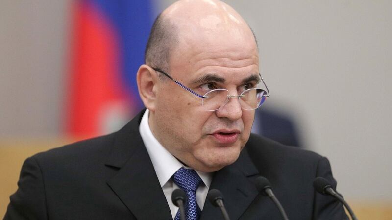 Russia’s new prime minister, Mikhail Mishustin, addresses the State Duma, the lower house of parliament, in Moscow, on Thursday. Photograph: State Duma handout via Reuters