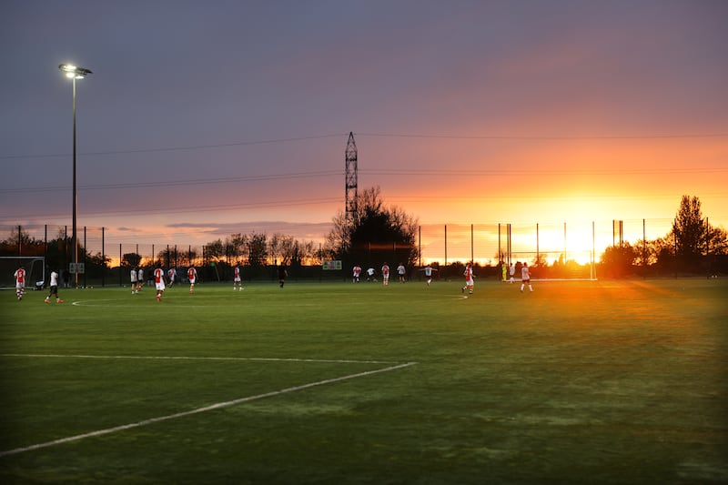 St Patrick's Athletic's under-15s during last month's victory against Dundalk at TU Dublin. Photograph: Dara Mac Dónaill/The Irish Times