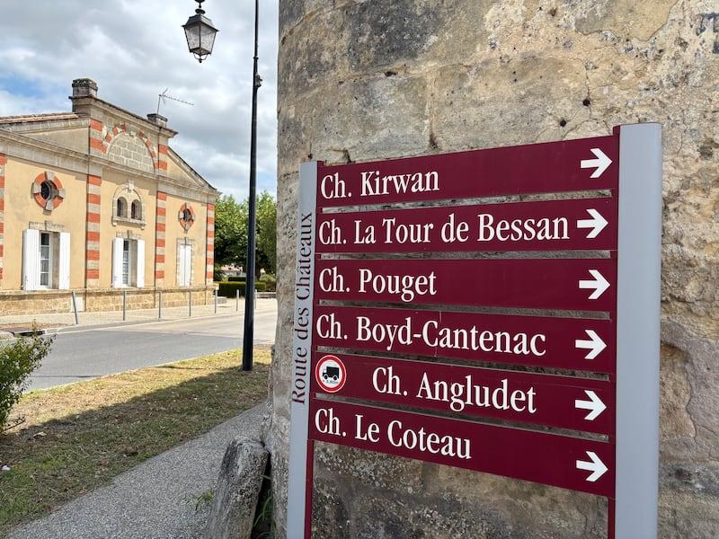 Signs read Kirwan and Boyd in the heart of the Bordeaux region, the names of 18th winemakers from Galway and Belfast whose vineyards continue today. Photograph: Naomi O'Leary
